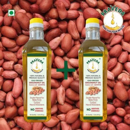 PRAVEDA Coldpress Groundnut Oil - 1+1 Litre (Combo Offer)