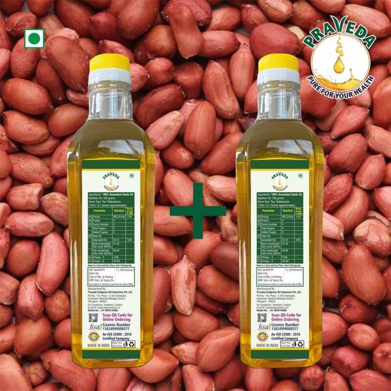 PRAVEDA Coldpress Groundnut Oil - 1+1 Litre (Combo Offer) - Image 3