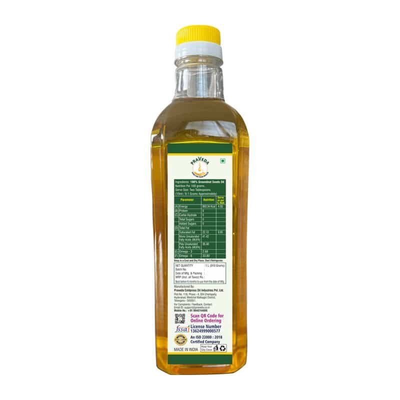 PRAVEDA Coldpress Groundnut Oil - 1Litre - Image 4