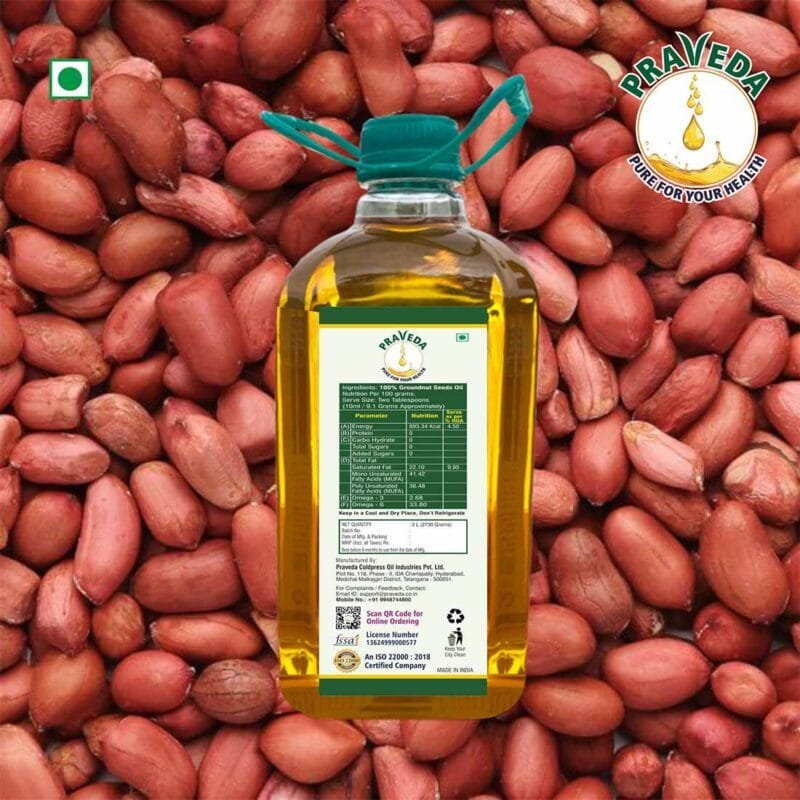 PRAVEDA Coldpress Groundnut Oil - 3Litre - Image 2