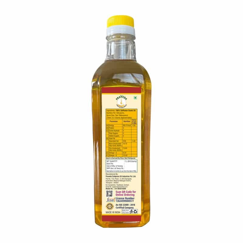 PRAVEDA Coldpress Safflower Oil - 1Litre - Image 4