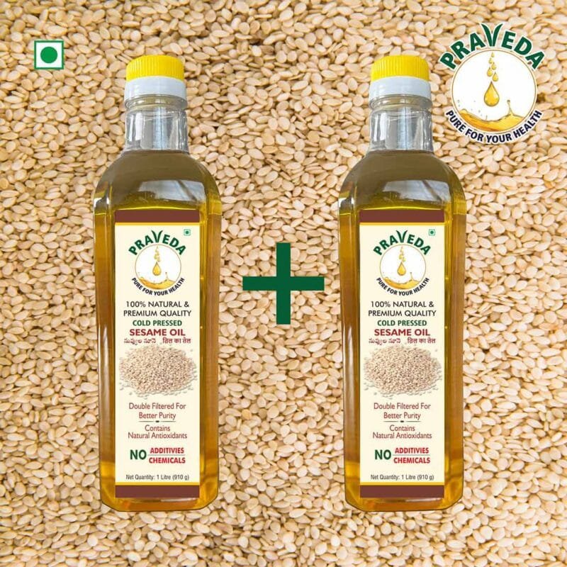 PRAVEDA Coldpress Sesame Oil - 1+1 Litre (Combo Offer)