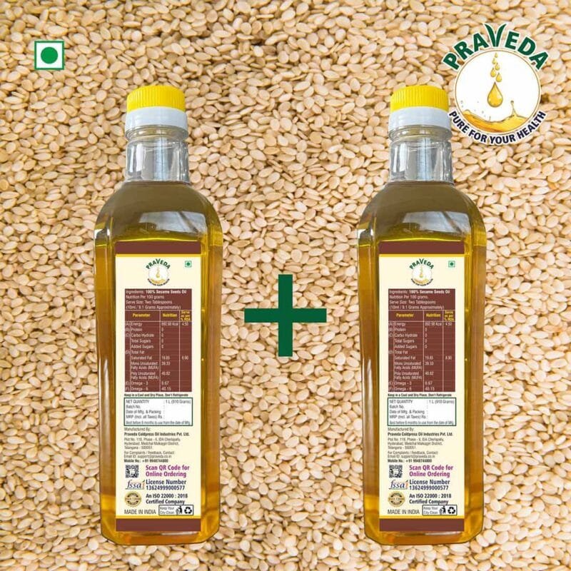 PRAVEDA Coldpress Sesame Oil - 1+1 Litre (Combo Offer) - Image 3