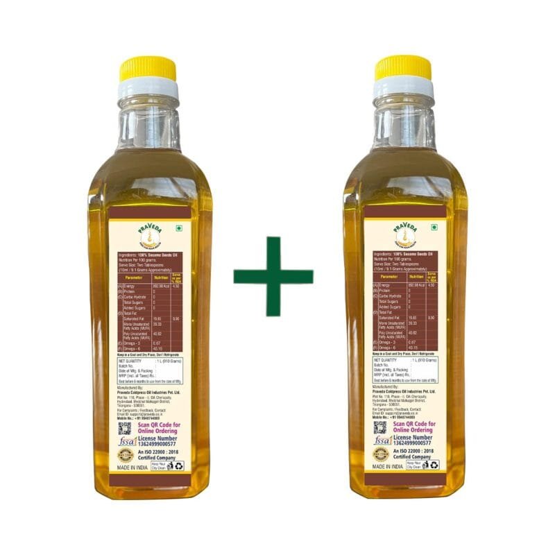 PRAVEDA Coldpress Sesame Oil - 1+1 Litre (Combo Offer) - Image 4