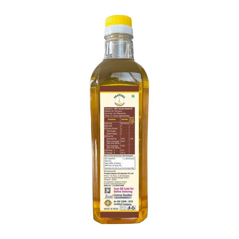 PRAVEDA Coldpress Sesame Oil - 1Litre - Image 4