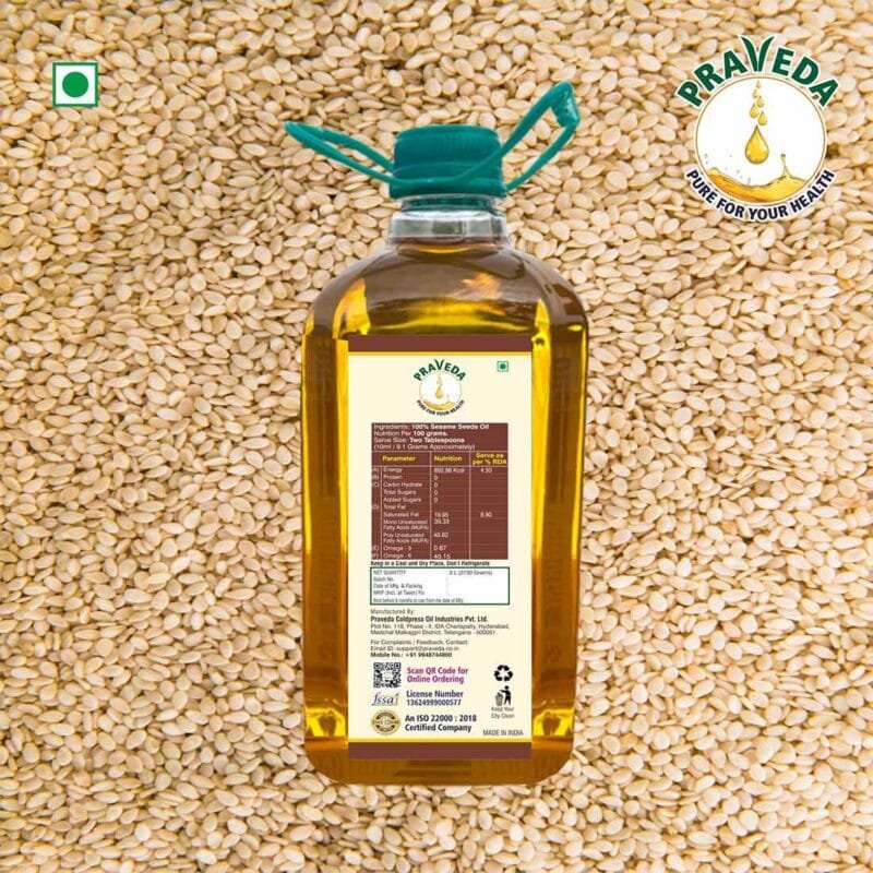 PRAVEDA Coldpress Sesame Oil - 3Litre - Image 3