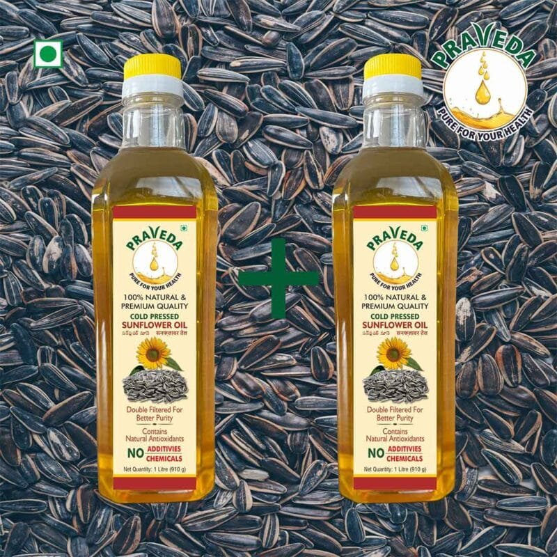 PRAVEDA Coldpress Sunflower Oil - 1+1 Litre (Combo Offer)
