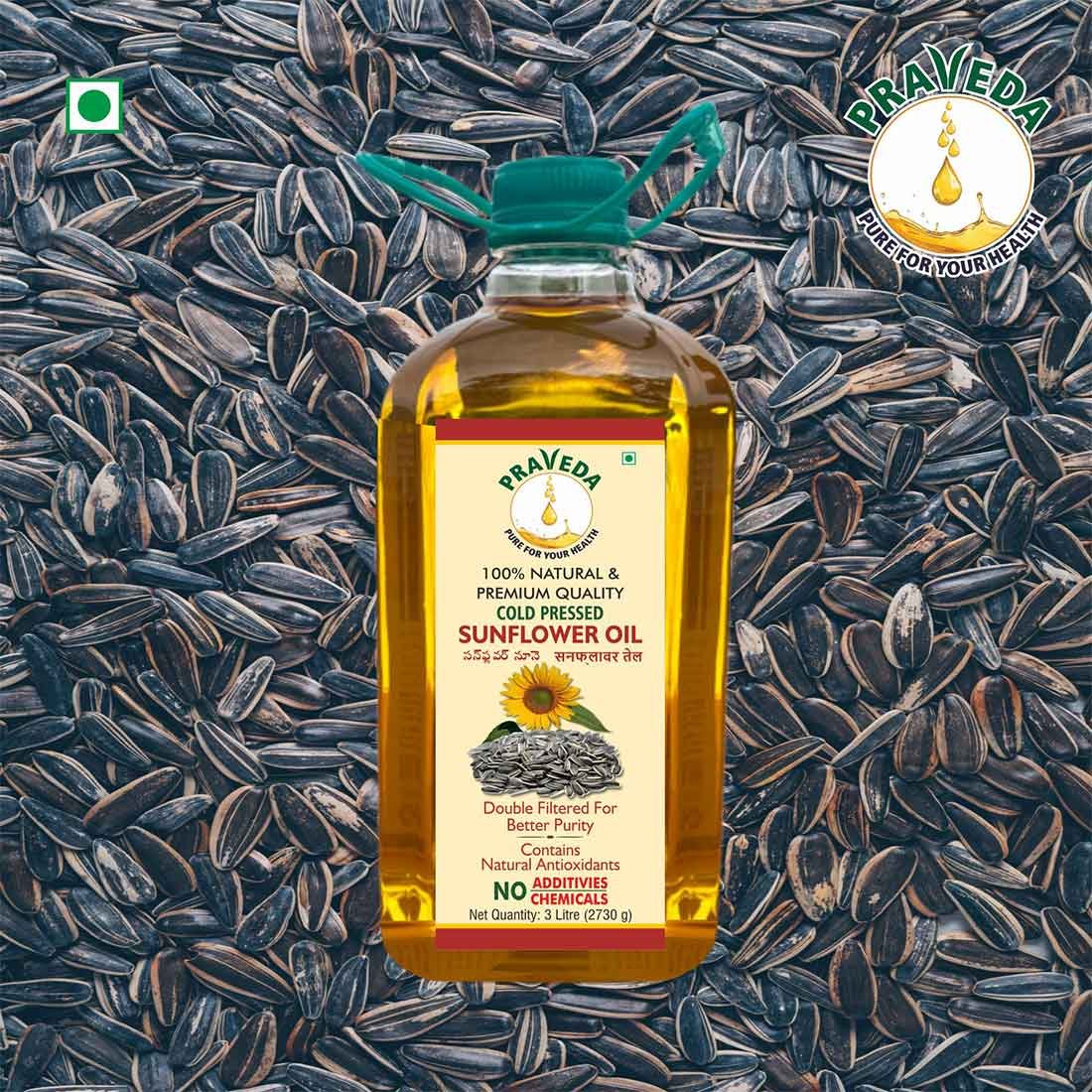 PRAVEDA Coldpress Sunflower Oil - 3Litre