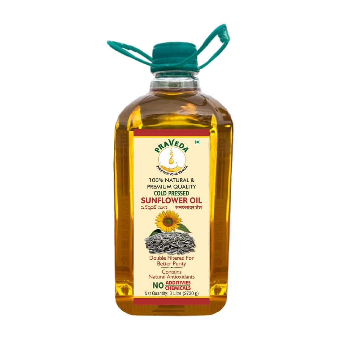 PRAVEDA Coldpress Sunflower Oil - 3Litre - Image 2