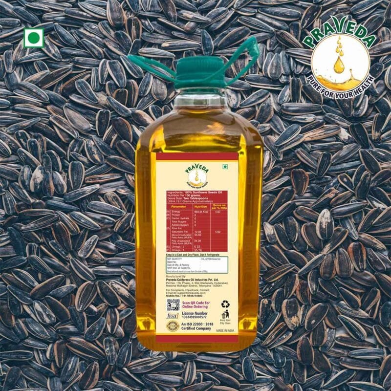 PRAVEDA Coldpress Sunflower Oil - 3Litre - Image 3